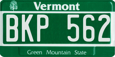VT license plate BKP562
