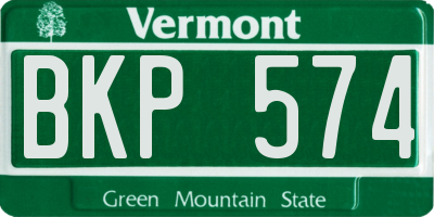 VT license plate BKP574