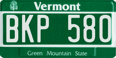 VT license plate BKP580