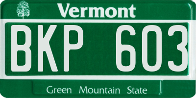 VT license plate BKP603