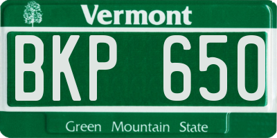 VT license plate BKP650