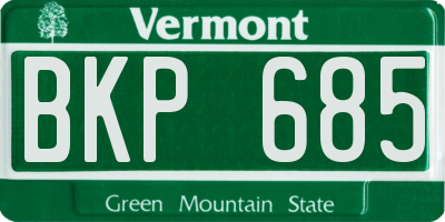 VT license plate BKP685