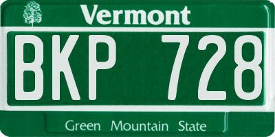VT license plate BKP728