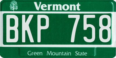 VT license plate BKP758