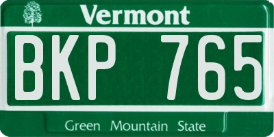 VT license plate BKP765