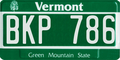 VT license plate BKP786