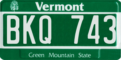 VT license plate BKQ743