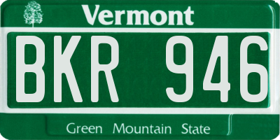 VT license plate BKR946
