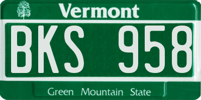 VT license plate BKS958