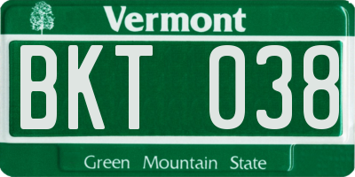 VT license plate BKT038