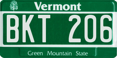 VT license plate BKT206