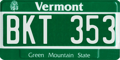 VT license plate BKT353