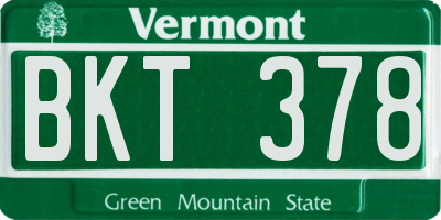 VT license plate BKT378