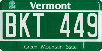 VT license plate BKT449