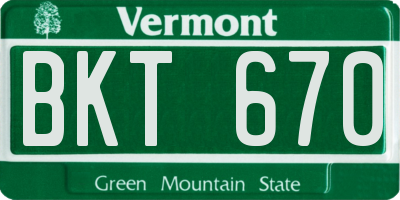 VT license plate BKT670