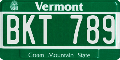 VT license plate BKT789