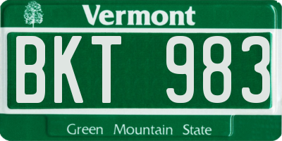 VT license plate BKT983