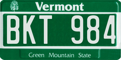 VT license plate BKT984