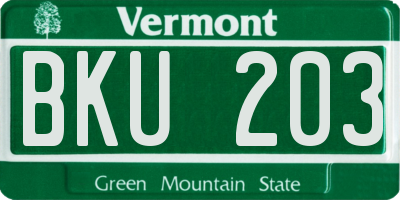 VT license plate BKU203