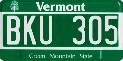 VT license plate BKU305