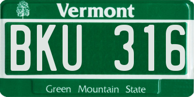 VT license plate BKU316