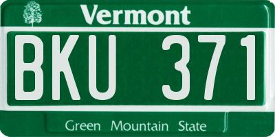 VT license plate BKU371