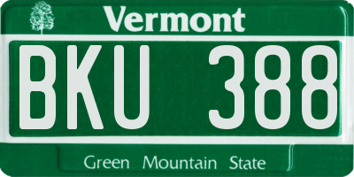 VT license plate BKU388