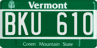 VT license plate BKU610