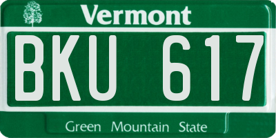 VT license plate BKU617