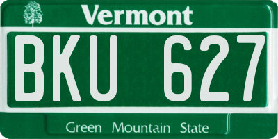 VT license plate BKU627