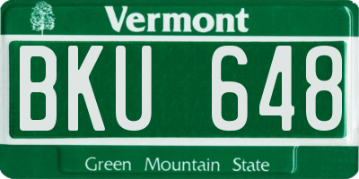 VT license plate BKU648