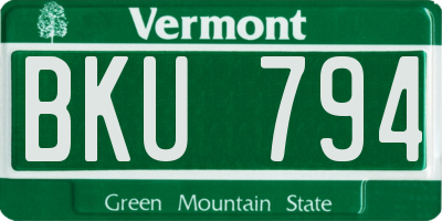 VT license plate BKU794