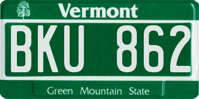 VT license plate BKU862