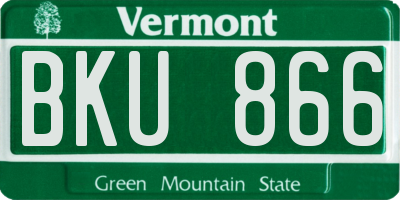 VT license plate BKU866