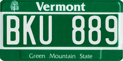 VT license plate BKU889