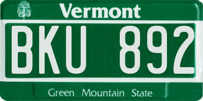 VT license plate BKU892