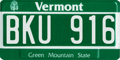 VT license plate BKU916