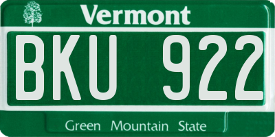 VT license plate BKU922