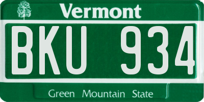 VT license plate BKU934