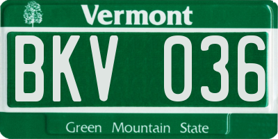 VT license plate BKV036