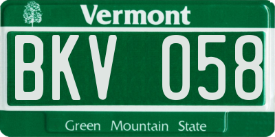 VT license plate BKV058