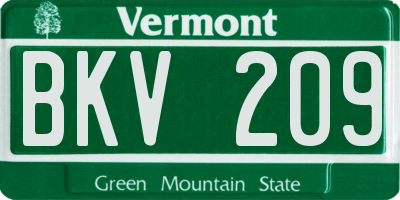 VT license plate BKV209