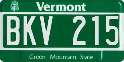 VT license plate BKV215