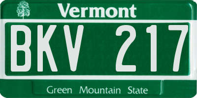 VT license plate BKV217