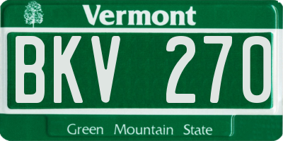 VT license plate BKV270