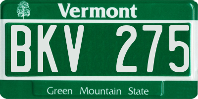 VT license plate BKV275