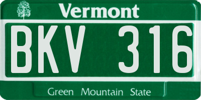 VT license plate BKV316