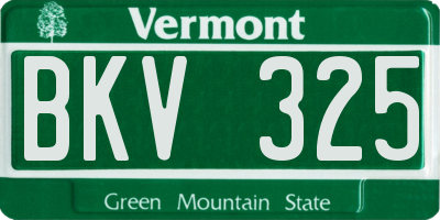 VT license plate BKV325