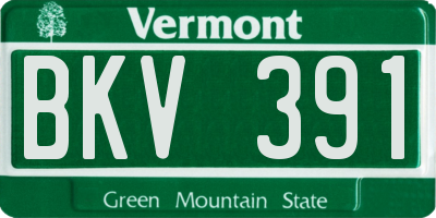 VT license plate BKV391