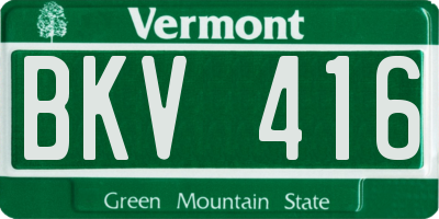 VT license plate BKV416